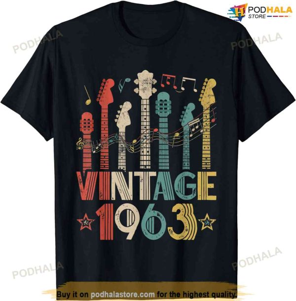 Retro Vintage 1963 Guitar Lover 1963 Birthday Guitarist T-Shirt