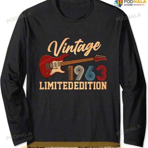 Retro Vintage 1963 Limited Edition 60th Birthday Guitars Long Sleeve T-Shirt
