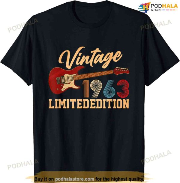 Retro Vintage 1963 Limited Edition 60th Birthday Guitars T-Shirt