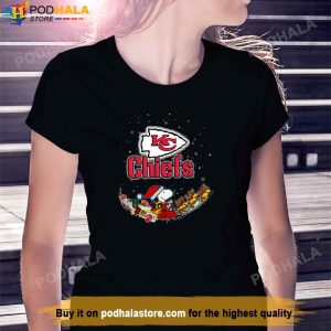 Santa Snoopy and Woodstock Kansas City Chiefs 2023 Christmas TShirt