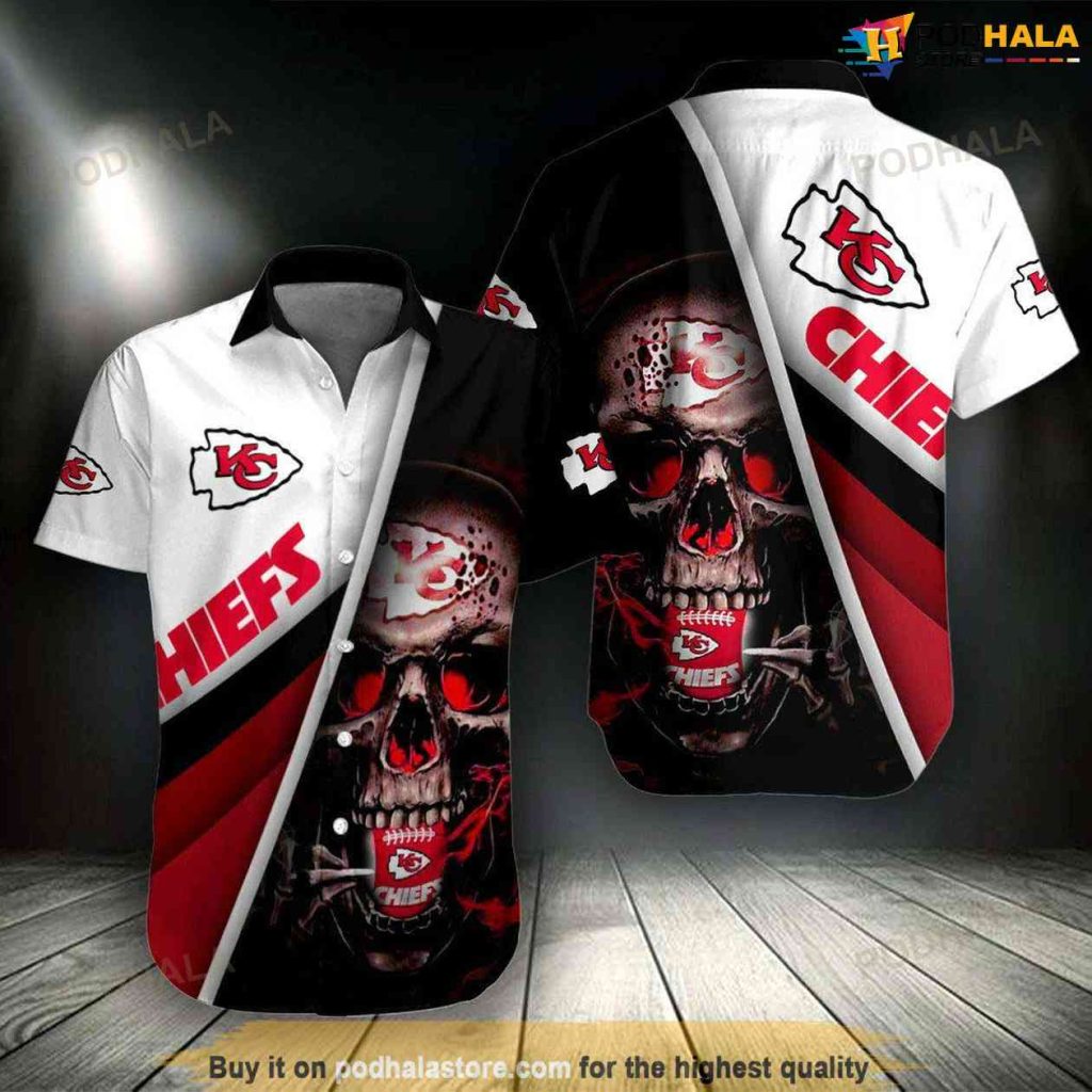 Skull Kansas City Chiefs Hawaiian Shirt, Kc Chiefs Gifts