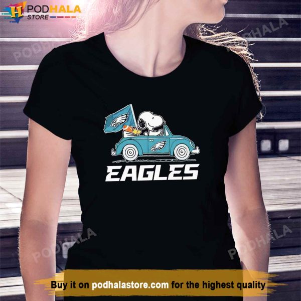 Snoopy Riding Car Philadelphia Eagles Shirt, Gifts For Eagles Fans