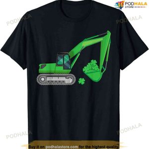 St Patricks Day Crane Truck Construction Toddler Kids Boys T-shirt
