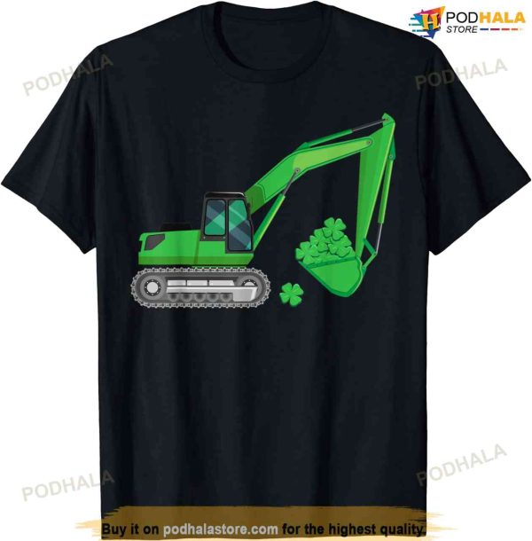St Patricks Day Crane Truck Construction Toddler Kids Boys T-shirt