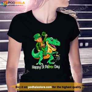 St Patricks Day Leprechaun Riding Dinosaur Gift Kids Boys T Shirt