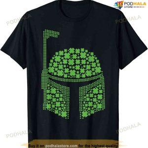 Star Wars Boba Fett Clover Helmet St Patrick's Graphic Tee T-shirt