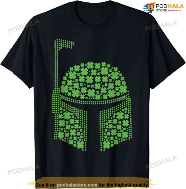 Star Wars Boba Fett Clover Helmet St Patrick’s Graphic Tee T-shirt