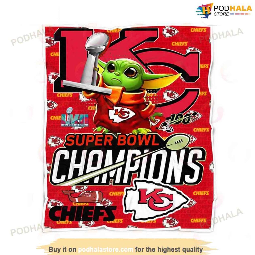 Super Bowl Champions Baby Yoda Kansas City Chiefs Blanket
