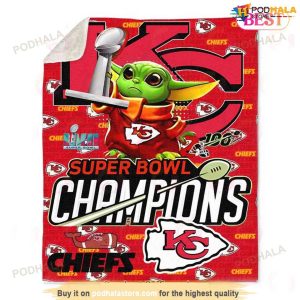 Super Bowl Champions Baby Yoda Kansas City Chiefs Blanket Quilt Blanket 2