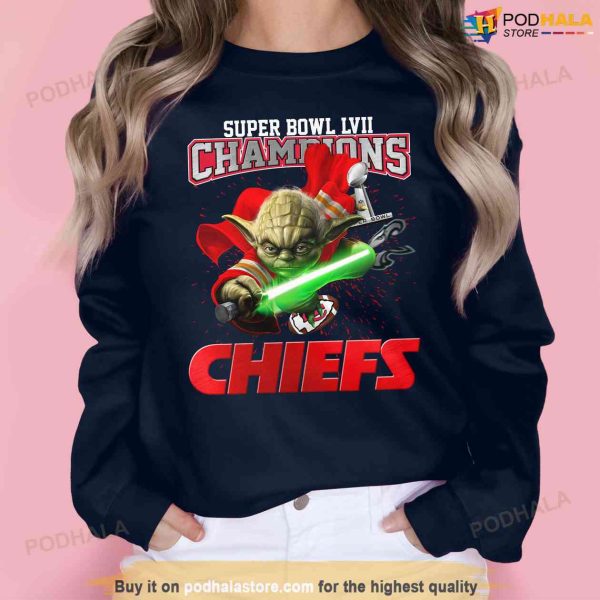 Super Bowl LVII Champions KC Chiefs Shirt, Star Wars Yoda Funny Tee
