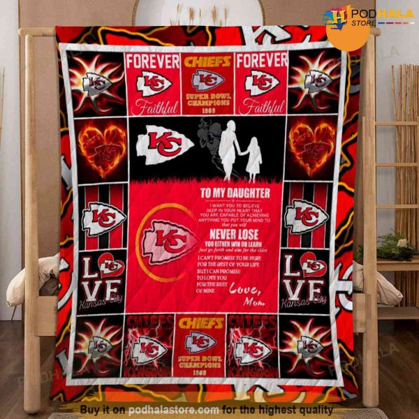 To My Daughter Kansas City Chiefs Fleece Blanket, Kc Chiefs Merchandise