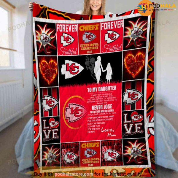 To My Daughter Kansas City Chiefs Fleece Blanket, Kc Chiefs Merchandise