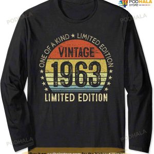 Vintage 1963 60 Year Old Gifts Retro 60th Birthday Men Women Long Sleeve T-Shirt