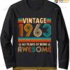 Vintage 1963 60th Birthday Gift Men Women 60 Year Old Retro Long Sleeve T-Shirt