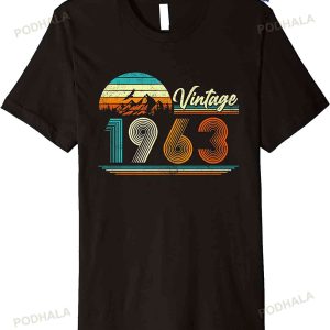 Vintage 1963 60th Birthday Gift Men Women 60 Year Old Retro T-Shirt