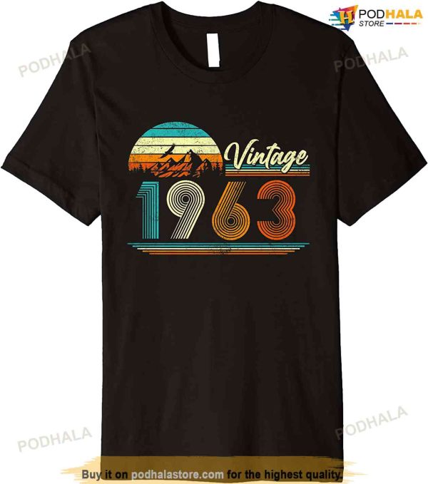 Vintage 1963 60th Birthday Gift Men Women 60 Year Old Retro T-Shirt