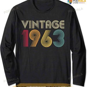 Vintage 1963 60th Birthday Gift Retro Shirt 60 Years Old Long Sleeve T-Shirt