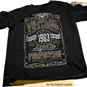 Vintage 1963 Aged To Perfection 60th Birthday Gift Tshirt For Men