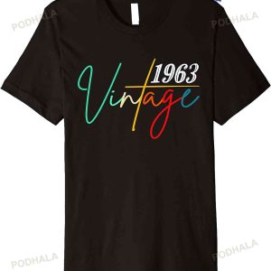 Vintage 1963 Birthday Shirt 60 Lettering Retro Graphic 60th T-Shirt