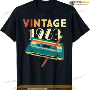 Vintage 1963 Music Cassette 60th Birthday Gifts 60 Years Old T-Shirt