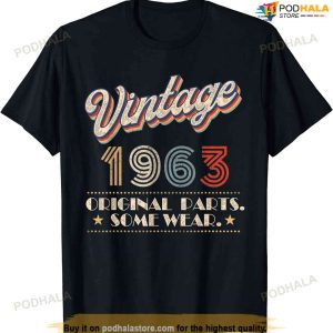 Vintage 1963 Original Parts Year Of Birth Birthday T-Shirt