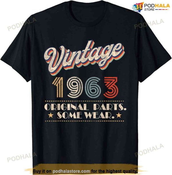Vintage 1963 Original Parts Year Of Birth Birthday T-Shirt