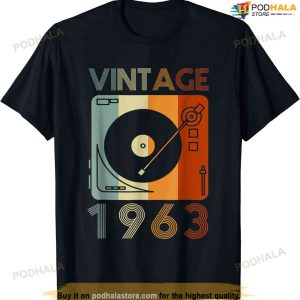 Vintage 1963 Record Player Birthday Vinyl DJ 60th T-Shirt