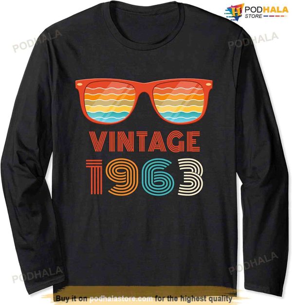 Vintage 1963 – Retro Sunset Cool Classic Sunglasses Birthday Long Sleeve T-Shirt
