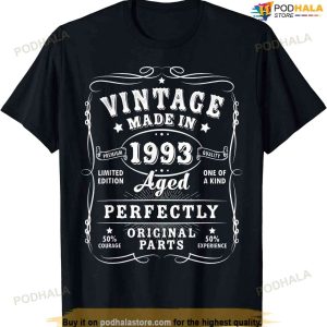 Vintage 30th Birthday Decorations Men Funny 1993 30 Birthday T-shirt