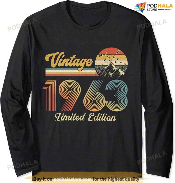 Vintage  60 Year Old Gifts Made in 1963 60th Birthday Retro Long Sleeve T-Shirt