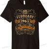Vintage 60 Years Old February 1963 Retro 60th Birthday Gift TShirt