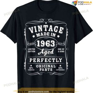 Vintage 60th Birthday Decorations Men Funny 1963 60 Birthday T-shirt