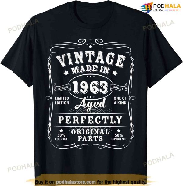 Vintage 60th Birthday Decorations Men Funny 1963 60 Birthday T-shirt