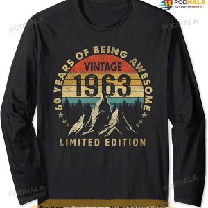 Vintage Made In 1963 60 Year Old Gifts Retro 60th Birthday Long Sleeve T-Shirt