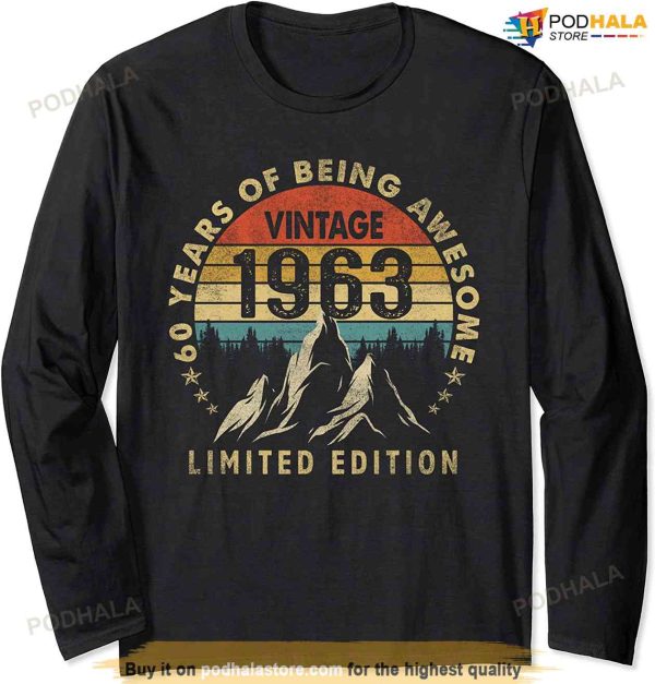 Vintage Made In 1963 60 Year Old Gifts Retro 60th Birthday Long Sleeve T-Shirt