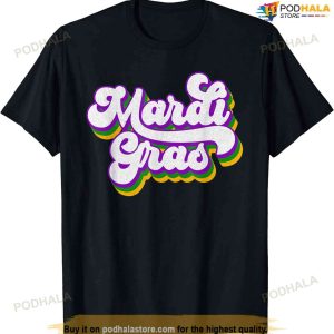 Vintage Masquerade Mardi Gras Groovy Beads Parade Costume T-shirt
