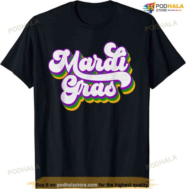 Vintage Masquerade Mardi Gras Groovy Beads Parade Costume T-shirt