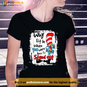 Why Fit In Autism Awareness Doctor Teacher Hat Cat Book T Shirt