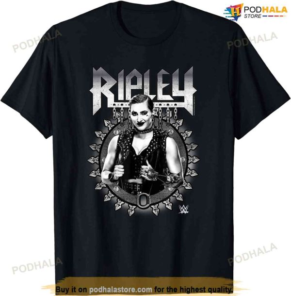 Wwe Rhea Ripley Metal Aussie Gear Black & White Portrait T-shirt