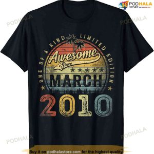 13 Year Old Awesome Since March 2010 13th Birthday T-shirt