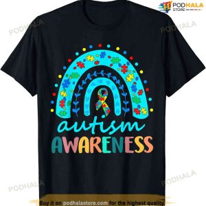 Autism Awareness Shirt Rainbow Puzzle Autism Awareness Month T-shirt