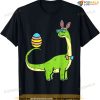 Brontosaurus Bunny Ears Egg Easter Day Dinosaur Dino Boys Easter Shirt