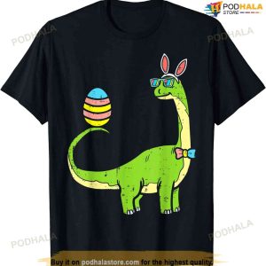 Brontosaurus Bunny Ears Egg Easter Day Dinosaur Dino Boys Easter Shirt