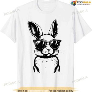 Bunny Face With Sunglasses For Boys Men Kids Easter Day T-shirt