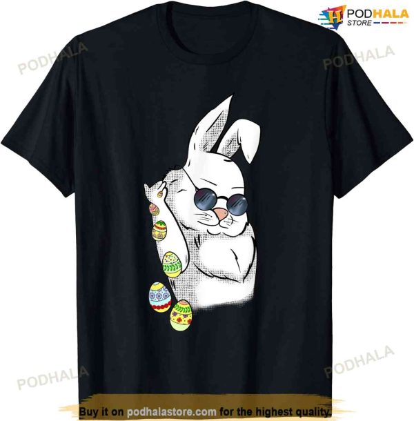 Cool Easter Bunny With Sunglasses Easter Eggs Happy Easter Womens Easter Shirt