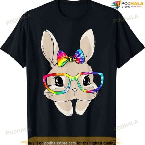 Cute Bunny Face Tie Dye Glasses Easter Day Kids Girls Adults Womens Easter Shirt