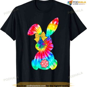 Cute Bunny Rabbit Tie Dye Bow Tie Girls Womens Shirt, Easter Gifts For Wife
