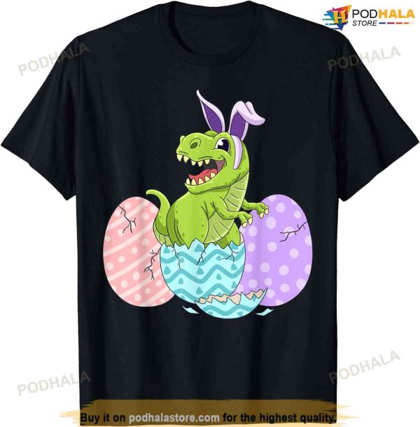 Cute Easter Dinosaur T Rex Bunny Toddler Kids Shirt, Easter Gifts For Families