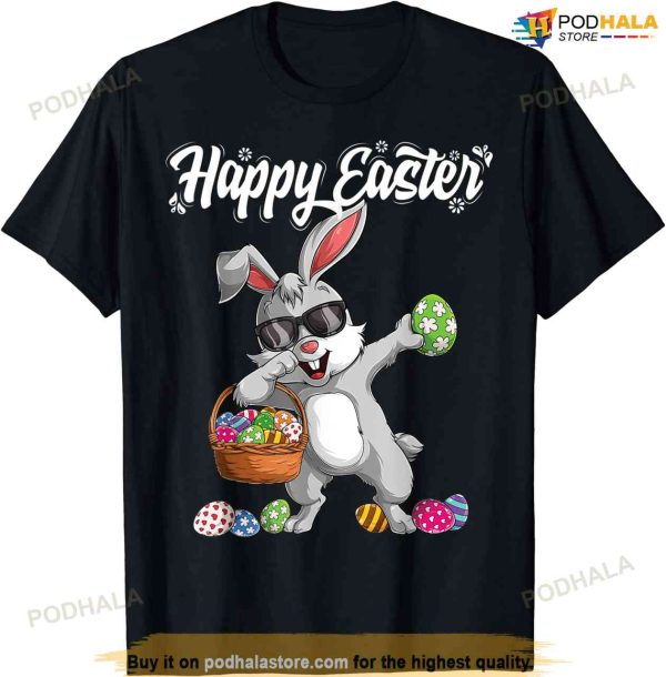 Dabbing Rabbit Easter Gift Eggs Dab Boys Girls Kid Easter Bunny Shirt