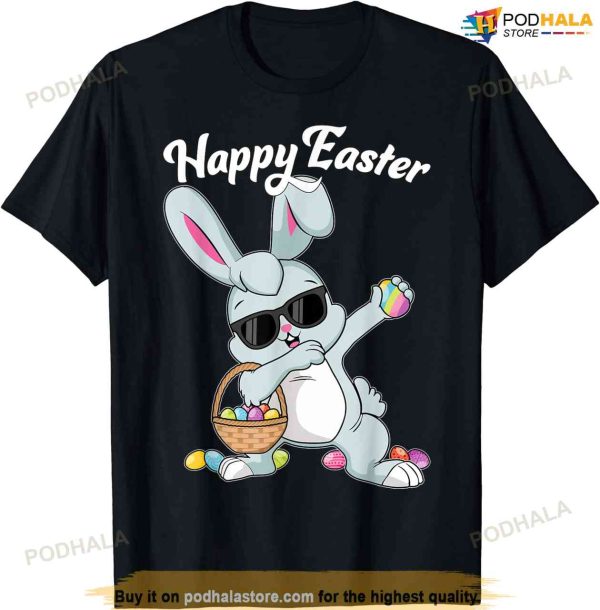 Dabbing Rabbit Happy Easter Day Eggs Dab Boys Girls Kids Shirt, Unique Easter Gifts